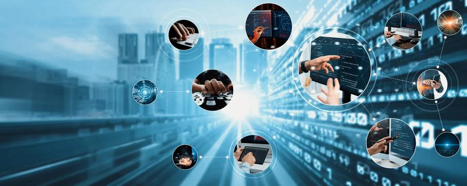 Computer programming, coding and AI artificial intelligence NLP data development Stock Photos