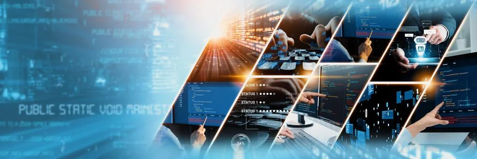 Computer programming, coding and AI artificial intelligence NLP data development Stock Photos