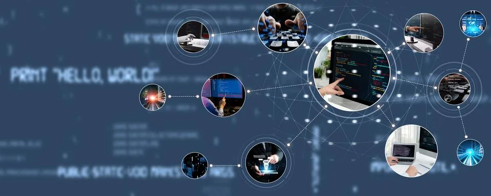 Computer programming, coding and AI artificial intelligence NLP data development Stock-Fotos