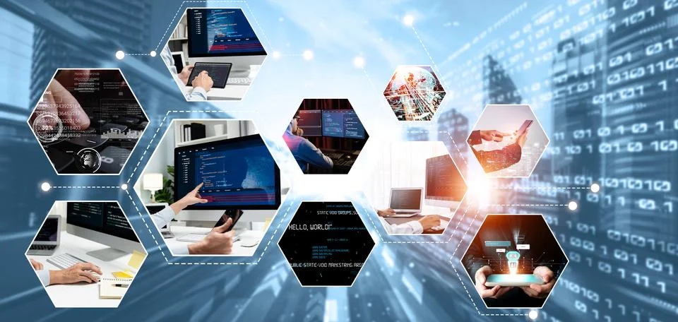 Computer programming, coding and AI artificial intelligence NLP data development Stockfoto's