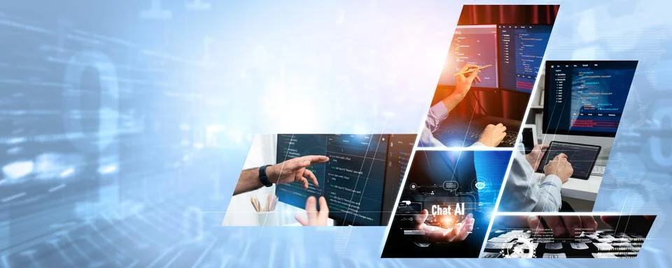 Computer programming, coding and AI artificial intelligence NLP data development 库存照片