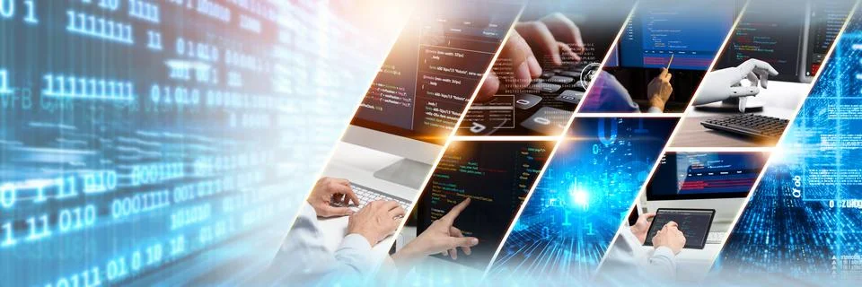 Computer programming, coding and AI artificial intelligence NLP data development Stock Photos