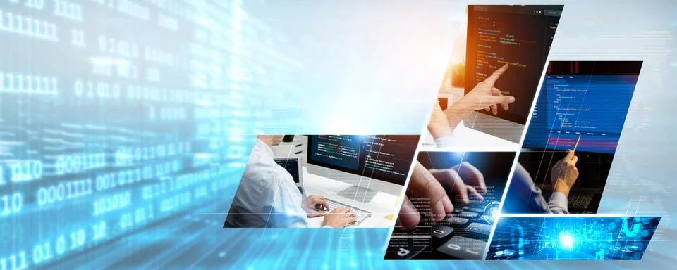 Computer programming, coding and AI artificial intelligence NLP data development Stockfoto's