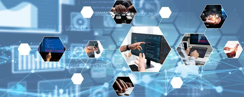 Computer programming, coding and AI artificial intelligence NLP data development Stock Photos