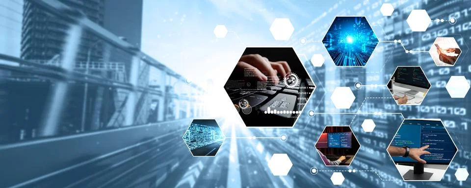 Computer programming, coding and AI artificial intelligence NLP data development 库存照片