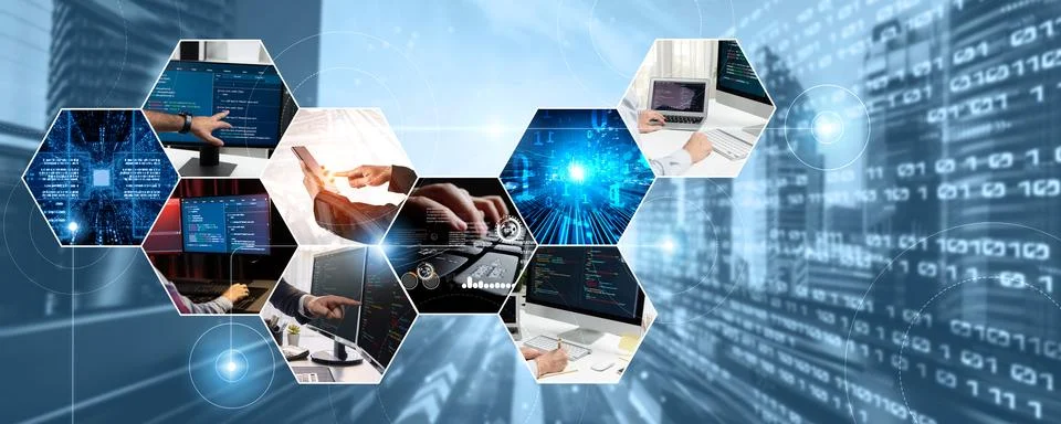 Computer programming, coding and AI artificial intelligence NLP data development Stockfoto's