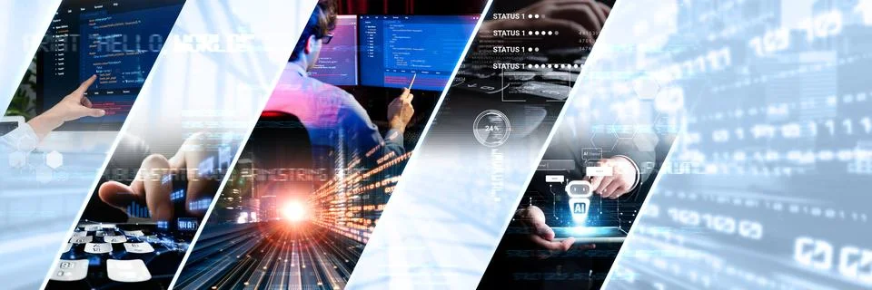 Computer programming, coding and AI artificial intelligence NLP data development Stock Photos