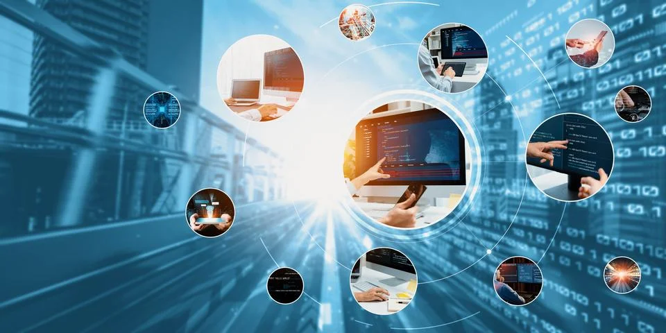 Computer programming, coding and AI artificial intelligence NLP data development Stock Photos