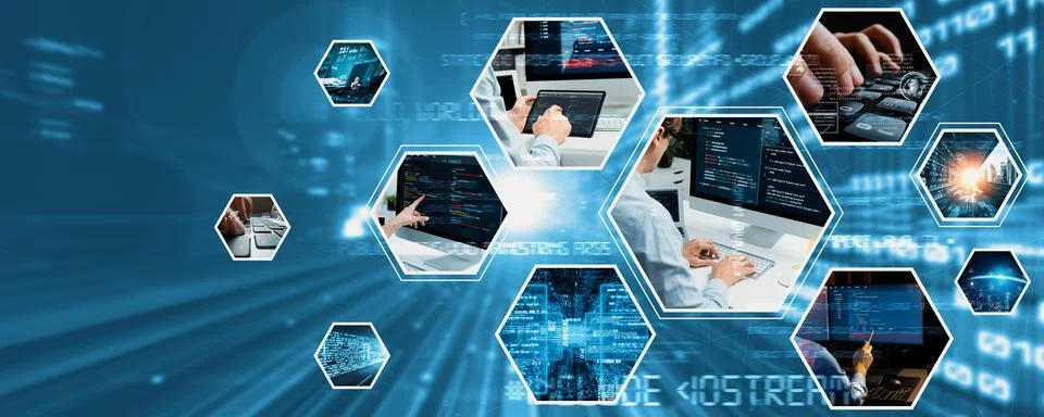 Computer programming, coding and AI artificial intelligence NLP data development Stockfoto's