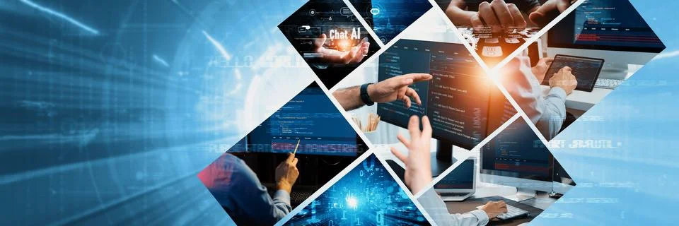 Computer programming, coding and AI artificial intelligence NLP data development Stock Photos