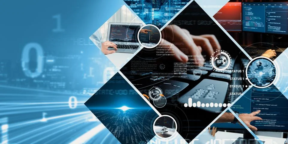 Computer programming, coding and AI artificial intelligence NLP data development Stock Photos