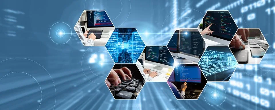 Computer programming, coding and AI artificial intelligence NLP data development Stock Photos