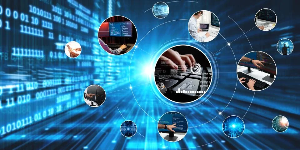 Computer programming, coding and AI artificial intelligence NLP data development Stock Photos