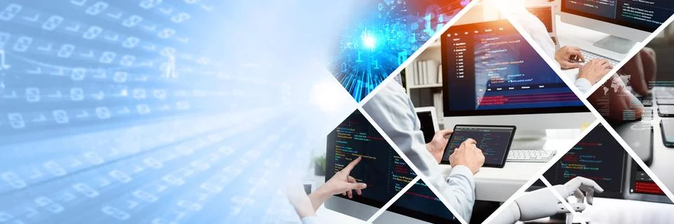 Computer programming, coding and AI artificial intelligence NLP data development Stock Photos