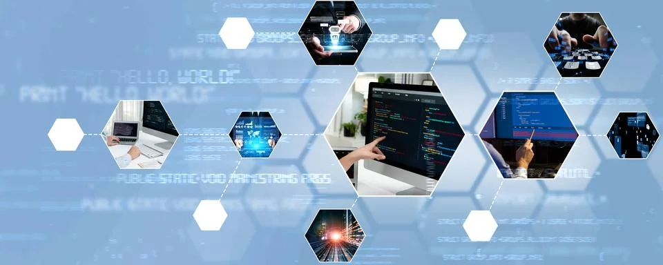 Computer programming, coding and AI artificial intelligence NLP data development Stock Photos