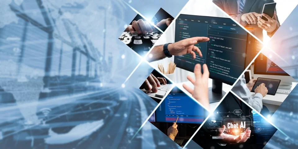 Computer programming, coding and AI artificial intelligence NLP data development Stock Photos