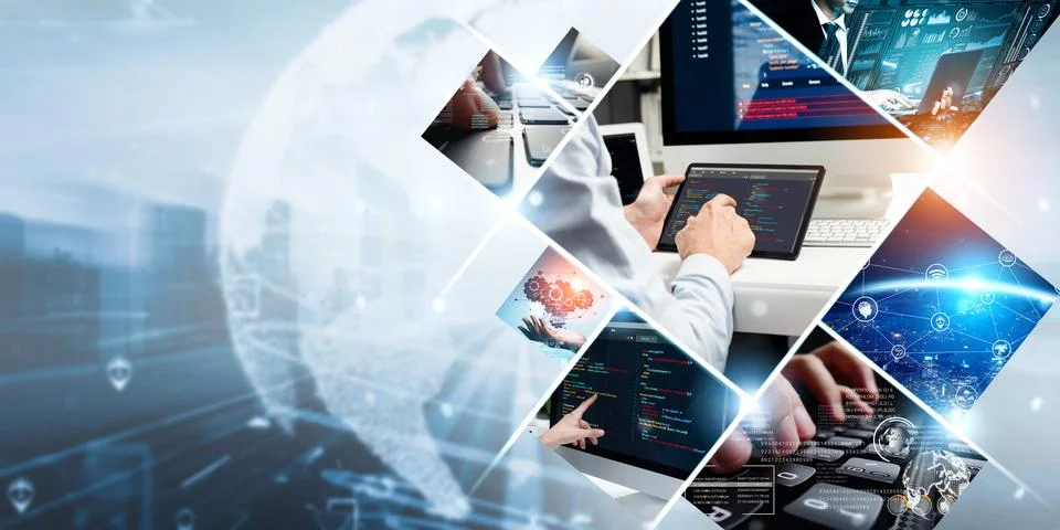 Computer programming, coding and AI artificial intelligence NLP data development Stock Photos