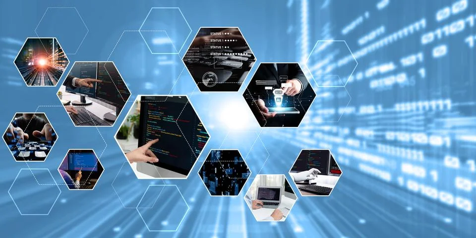 Computer programming, coding and AI artificial intelligence NLP data development Foto stock