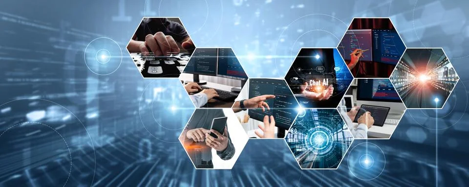 Computer programming, coding and AI artificial intelligence NLP data development Stock Photos