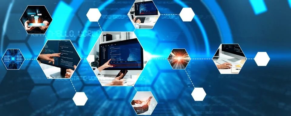 Computer programming, coding and AI artificial intelligence NLP data development Stock Photos