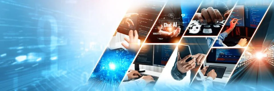 Computer programming, coding and AI artificial intelligence NLP data development Stock Photos