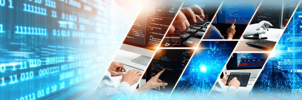 Computer programming, coding and AI artificial intelligence NLP data development Stock Photos
