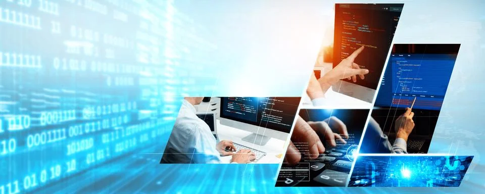 Computer programming, coding and AI artificial intelligence NLP data development 库存照片