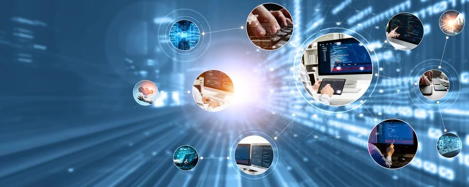 Computer programming, coding and AI artificial intelligence NLP data development Stock Photos