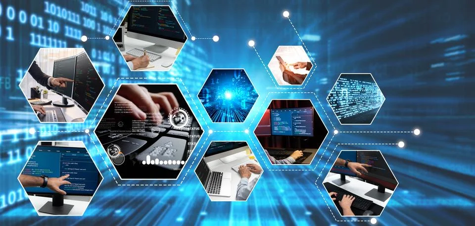 Computer programming, coding and AI artificial intelligence NLP data development 库存照片