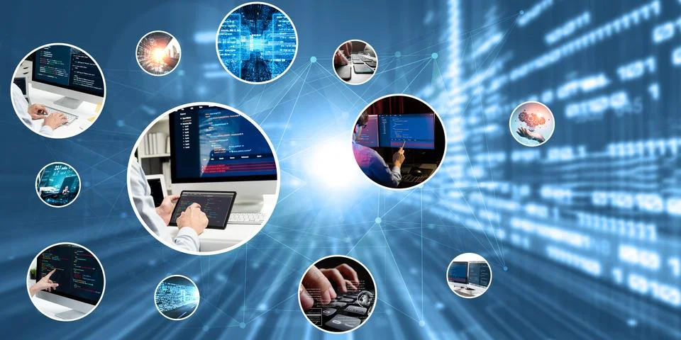 Computer programming, coding and AI artificial intelligence NLP data development Stock-Fotos