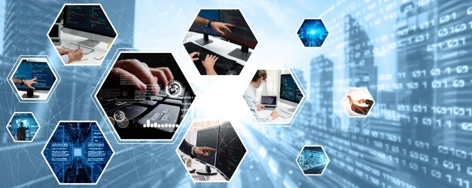 Computer programming, coding and AI artificial intelligence NLP data development Stock Photos