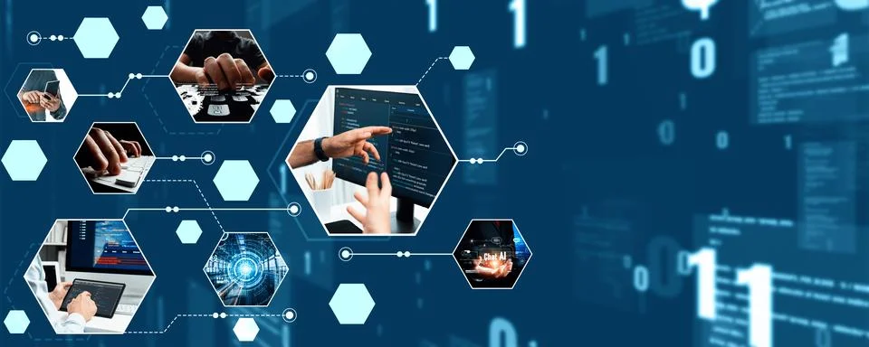 Computer programming, coding and AI artificial intelligence NLP data development Stock Photos