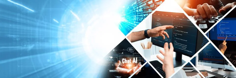 Computer programming, coding and AI artificial intelligence NLP data development Stock Photos