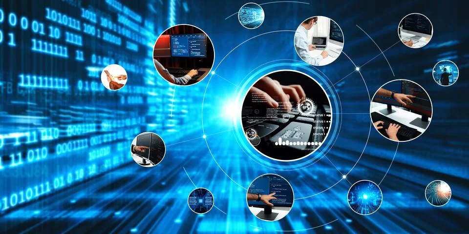 Computer programming, coding and AI artificial intelligence NLP data development Stock Photos