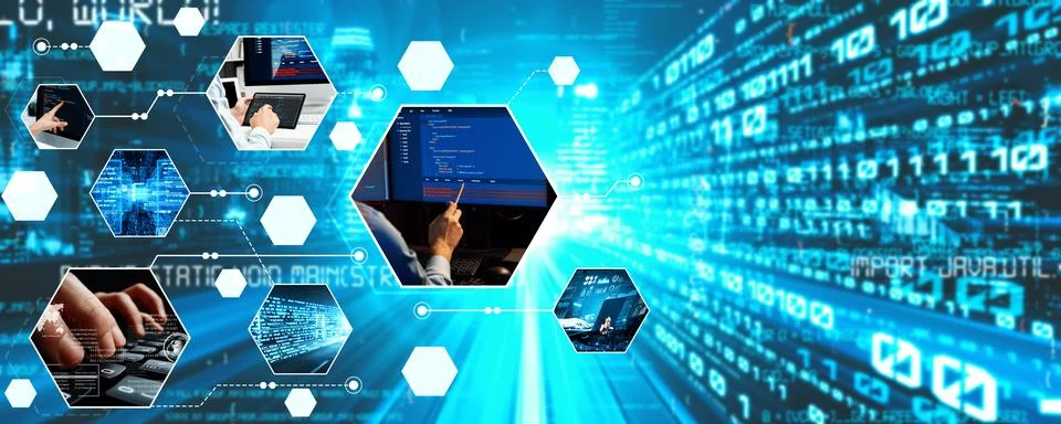 Computer programming, coding and AI artificial intelligence NLP data development Stockfoto's