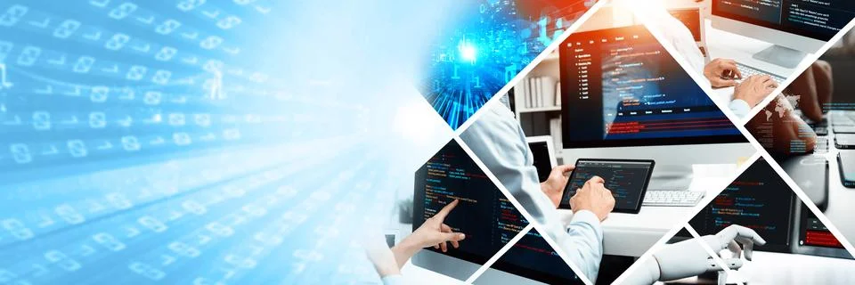 Computer programming, coding and AI artificial intelligence NLP data development Foto stock