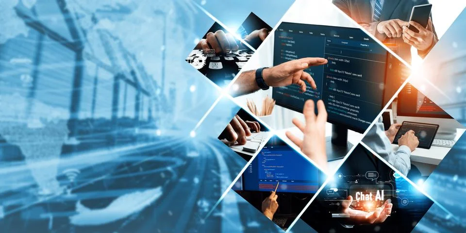 Computer programming, coding and AI artificial intelligence NLP data development Stock Photos