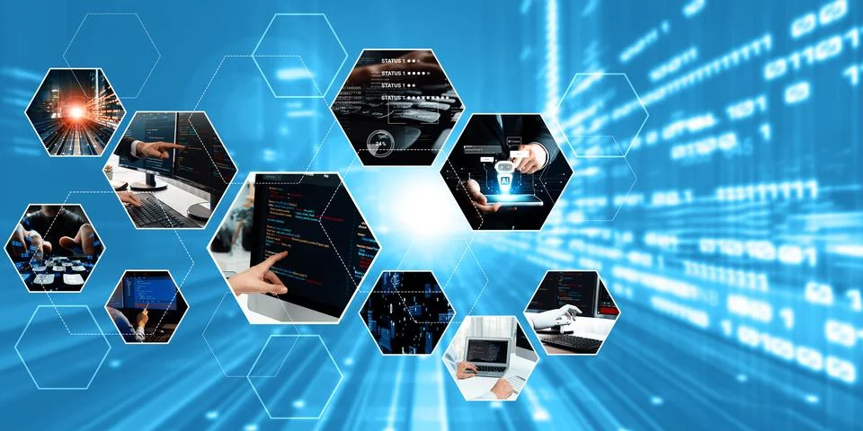 Computer programming, coding and AI artificial intelligence NLP data development Stock Photos