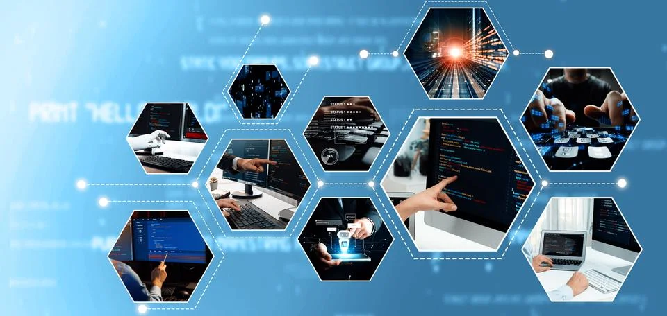 Computer programming, coding and AI artificial intelligence NLP data development Foto stock