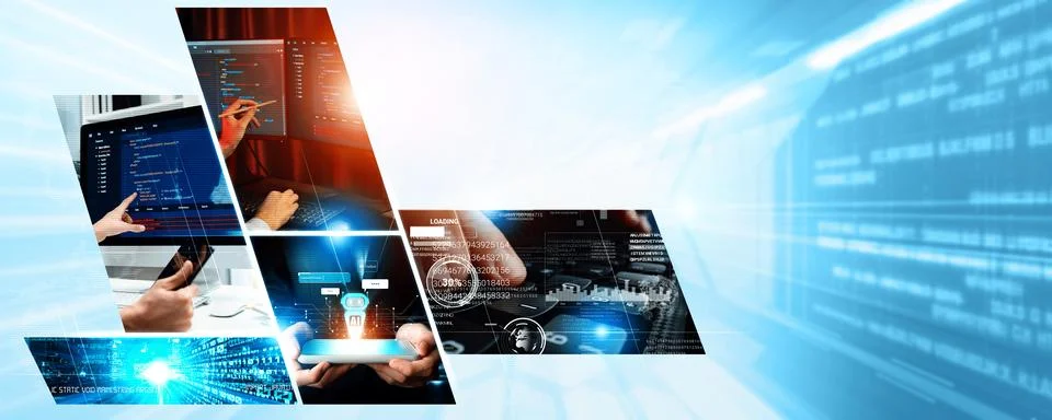 Computer programming, coding and AI artificial intelligence NLP data development Stock Photos