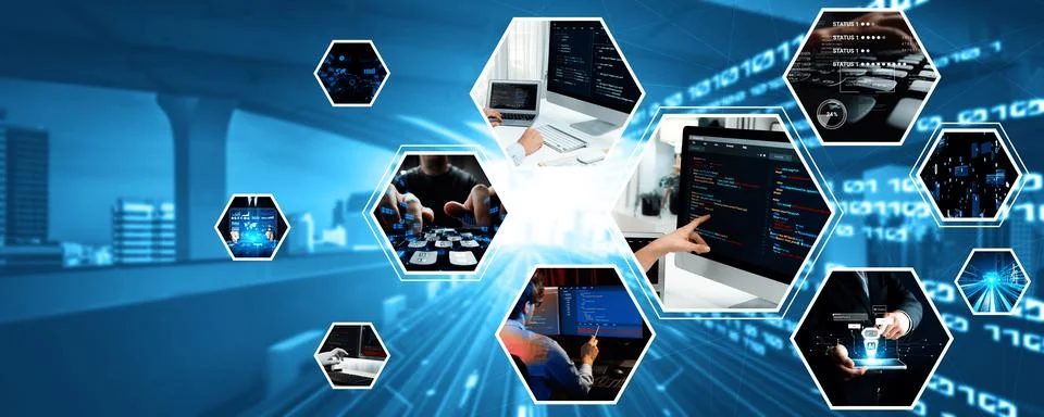 Computer programming, coding and AI artificial intelligence NLP data development Foto stock