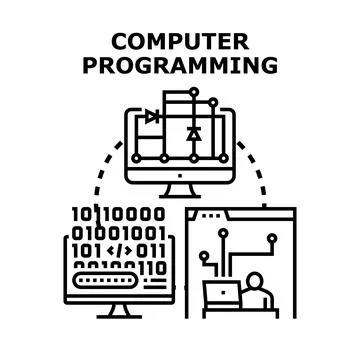 Computer programming concept creating digital software development Illustration