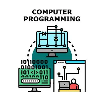 Computer programming concept creating digital software development Stock Illustration