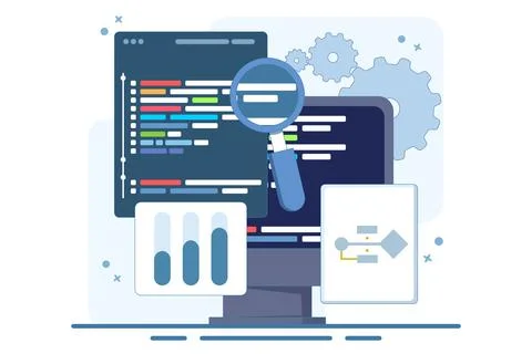 Computer programming concept or software or game development Stock Illustration