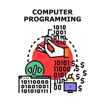 Computer programming creating digital solutions and earning money Illustrazione stock