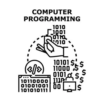 Computer programming creating digital solutions and earning money イラスト素材