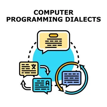 Computer programming dialects concept with data conversion Stock Illustration