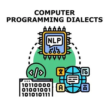 Computer programming dialects developing natural language processing applic.. Stock Illustration