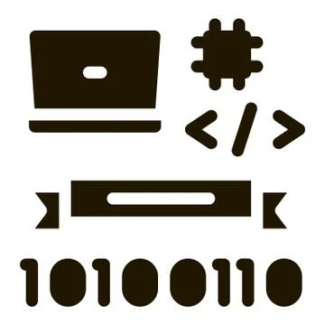 Computer Programming Graduation Icon Vector Glyph Illustration Stock Illustration