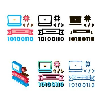 Computer programming graduation icon vector outline range 스톡 일러스트
